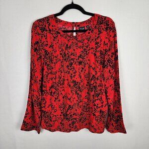 GAP Black and Red Floral Flowy Blouse S